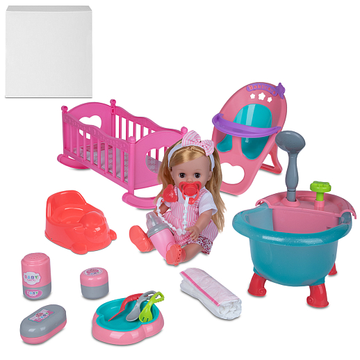 ТМ "Amore Bello" Игровой набор с куклой, Шаинский, русский язык, пьет и писает, фиолетовый, в/к в Джамбо Тойз
