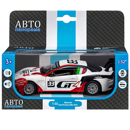 ТМ "Автопанорама" Машинка металл., 1:32 Maserati Gran Turismo MC GT4, белый, инерция, свет, звук, откр. двери, в/к 17,5*13,5*9 см в Джамбо Тойз #23