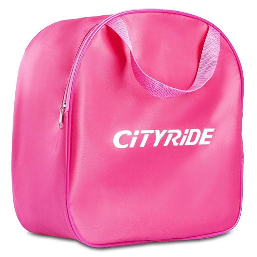 Набор CITYRIDE роликовые коньки-квады, шлем, защита, пластиковый мысок, колёса PU 80 и 40 мм, подшипники ABEC 5 углеродистая сталь, шлем белый пенополистирол, защита текстиль с пластиковыми накладками, 5 конусов в комплекте, вес до 40 кг, белый-розовый, в н-сумке в Джамбо Тойз #14