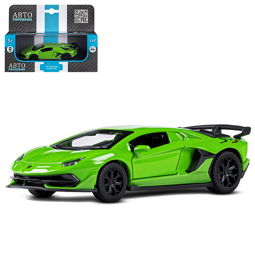 ТМ "Автопанорама" Машинка металл. 1:43 Lamborghini Aventador SVJ, зеленый, инерция, откр. двери, в/к 17,5*12,5*6,5 см в Джамбо Тойз