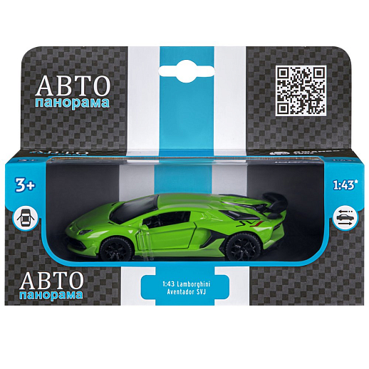 ТМ "Автопанорама" Машинка металл. 1:43 Lamborghini Aventador SVJ, зеленый, инерция, откр. двери, в/к 17,5*12,5*6,5 см в Джамбо Тойз #2