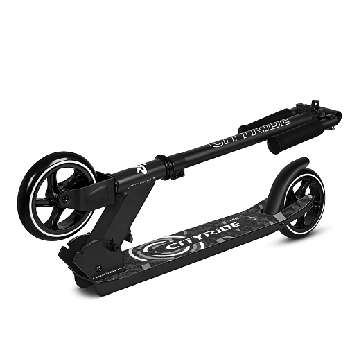 Двухколесный самокат CITYRIDE 145MM PU; алюминий/сталь порошковое покрытие; заниженная дека 52*10,5СМ, без амортизатора; руль 79-89СМ. Тормоз - сталь, подшипники: Abec-9, грипсы резина 100мм. в Джамбо Тойз #6