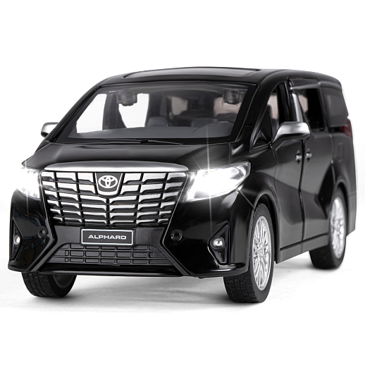 ТМ "Автопанорама" Машинка металлическая, 1:29, Toyota Alphard, черный, откр. передние и боковые двери, багажник, свет, звук, инерция, в/к 20*10*11 см в Джамбо Тойз #4