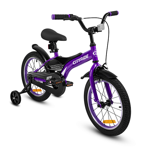 Детский велосипед "Cityride REVO", модель CR-B2-05, рама сталь, кожух цепи 100%, обода алюм. 16", втулки сталь, покрышки 2,125, страх. колеса, руль сталь. вынос сталь, задние ножные тормоза, передний клещевой, крылья пластик, отражатели пер/зад и на спицах, цвет фиолетовый в Джамбо Тойз #9