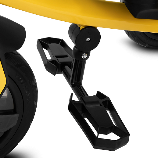 Детский трехколесный велосипед "CITYRIDE LUNAR 2.0". Пятиугольная рама, сиденье 360, складная крыша D600, подножки, надув.колеса 12/10, багажник, сумочка, фара. Цвет черно-желтый в Джамбо Тойз #15