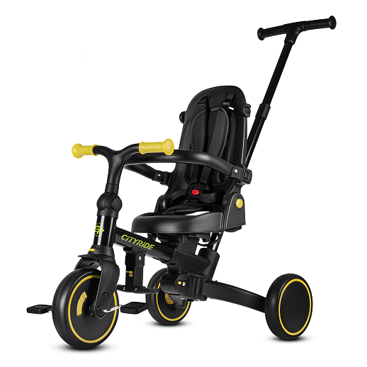 Детский трехколесный велосипед "CITYRIDE". Рама алюминий, может трансформироваться, подножки, колеса 8/7 EVA, капюшон, род. ручка,  персиковый в Джамбо Тойз #2