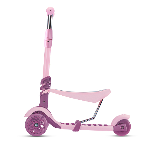 Трехколесный самокат-беговел CITYRIDE 3в1. в/к. Колеса PU 120/95, передние LED свет. Ручка - сталь, корзина, дека сиденье PP материал. Ручка управления. C корзиной в светлый розовый цвет. в Джамбо Тойз #16