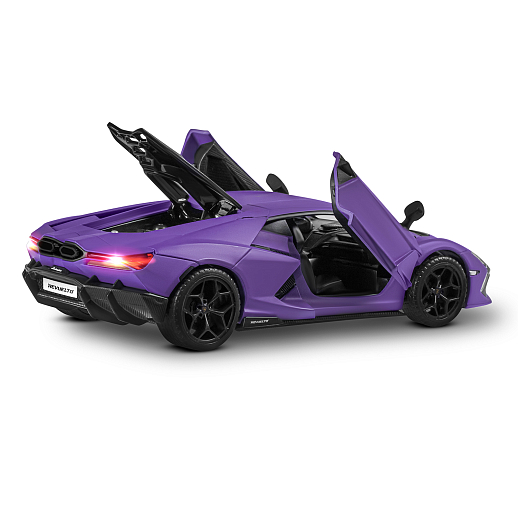 Игрушка для детей: Машинка металлическая, 1:24 Lamborghini, цвет фиолетовый, свет, звук, свободный ход колес, артикул JB1251761 в Джамбо Тойз #15