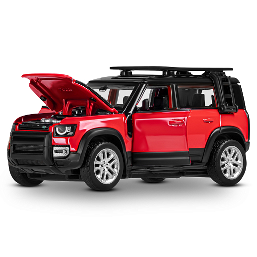 Машинка металлическая 1:43 2020 Land Rover Defender 110, красный, тюнинг, откр. двери, свободный ход колес, в/к 23,5*10*4 см в Джамбо Тойз #6