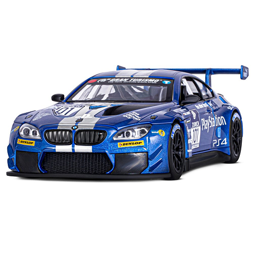 ТМ "Автопанорама" Машинка металлическая, 1:24, BMW M6 GT3, синий, откр. двери и капот, свет, звук, свободный ход колес, в/к 24,5 х 12,5 х 10,5 см в Джамбо Тойз #4