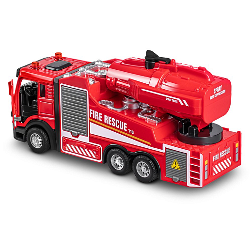 Пожарная металлическая машинка , красный, откр. двери, инерция, пар, свет, 22*6,5*11 см, в/к в Джамбо Тойз #8