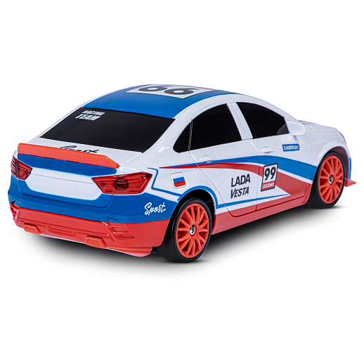 AUTODRIVE Р/У Машина для дрифта Lada Vesta,М1:24,2.4GHz,4WD,свет фар,4 доп.колеса,конусы,в компл. 2 аккум.,USB кабель,цвет триколор,в/к 24,1*10,3*23,7см в Джамбо Тойз #16