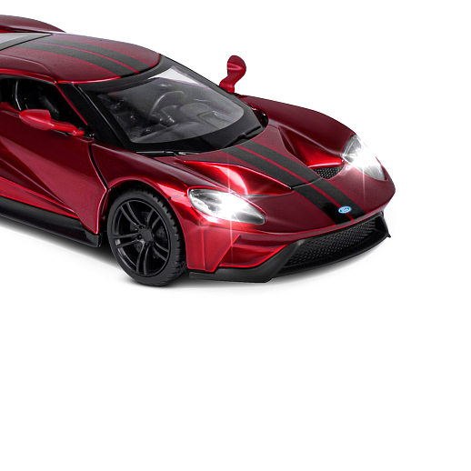 ТМ "Автопанорама" Машинка металлическая 1:32 Ford GT, красный, откр. двери, свет, звук, инерция, в/к 19*9*7 см в Джамбо Тойз #2