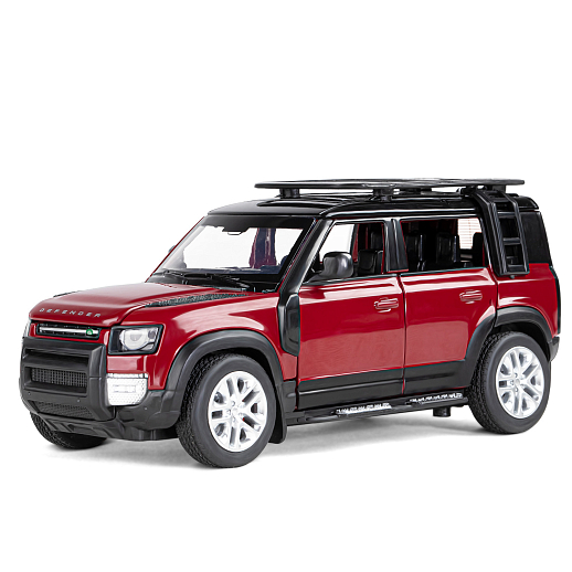 ТМ "Автопанорама" Машинка металлическая 1:32 Land Rover Defender 110, красный, откр.4 двери, капот, багажник, свет, звук, свободный ход колес, в/к 17,5*13,5*9 см в Джамбо Тойз #2