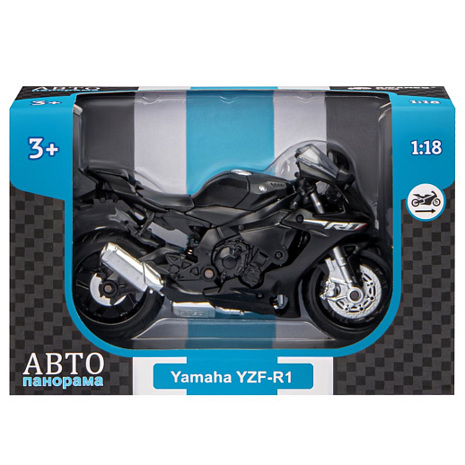 ТМ "Автопанорама" Мотоцикл металл. 1:18 YAMAHA YZF-R1, черный, свободный ход колес, в/к 9,2 х 4,5 х 14 см в Джамбо Тойз #3
