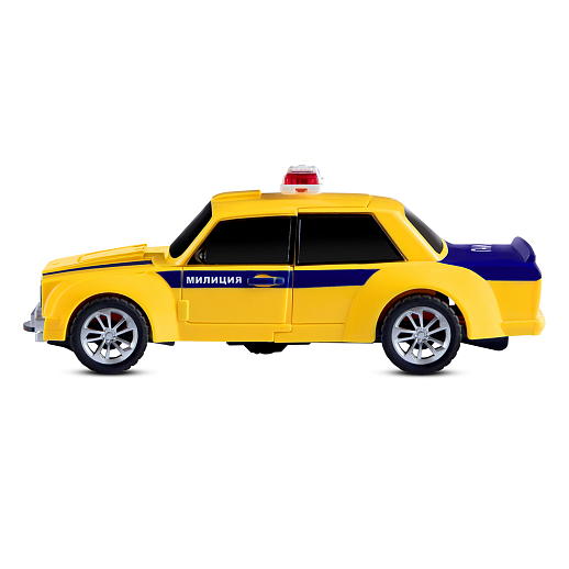 AUTODRIVE_LADA 2105_Милиция,машинка-робот фрикционная,13,5см,одной кнопкой трансформируется в робота,цвет желт.,в/к 13,5*6,5*5,5 см в Джамбо Тойз #6
