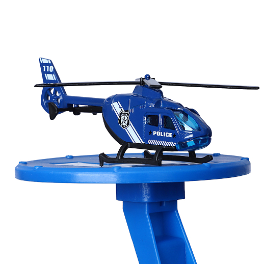 AUTODRIVE Парковка "Полиция" с автоматическим лифтом, светом,звуками,озвуч.на рус.языке. В компл: металлический транспорт 4шт., игровой коврик 78*58 см в Джамбо Тойз #8