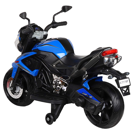 Электромотоцикл детский двухколесный на аккумуляторе 2 двигателя, USB, MP3, колеса пластик, свет LED. Цвет синий в Джамбо Тойз #4