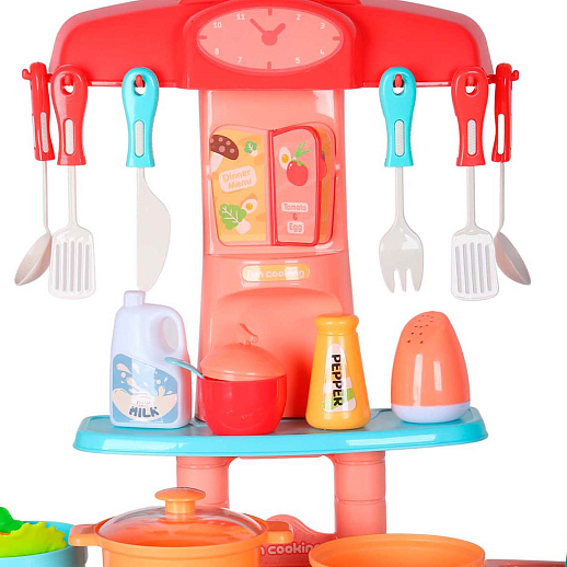 Игровой набор Amore Bello "Кухня", автоматический кран с водой, свет, звук, в комплекте 29 предметов, розовая в/к  54х13х38 см в Джамбо Тойз #6