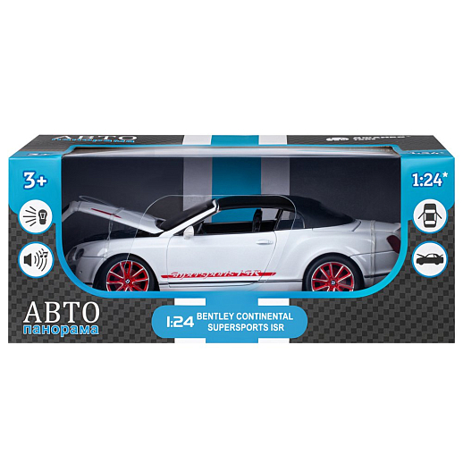 ТМ "Автопанорама" Машинка металлическая 1:24 Bentley Continental Supersports ISR, белый, откр. двери, капот и багажник, свет, звук, свободный ход колес, в/к 24,5*12,5*10,5 см в Джамбо Тойз #4