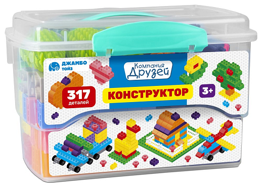 ТМ "Компания Друзей" Набор конструктора, средние детали, 317 деталей, в контейнере 13х12,5х13 см в Джамбо Тойз