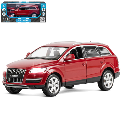 ТМ "Автопанорама" Машинка металлическая 1:24 Audi Q7, бордовый, откр. двери, капот и багажник, свободный ход колес, в/к 24,5*12,5*10,5 см в Джамбо Тойз
