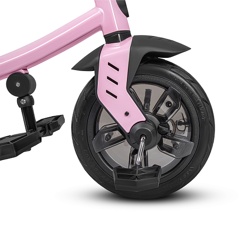 Детский трехколесный велосипед "CITYRIDE LUNAR 2.0". Пятиугольная рама, сиденье 360, складная крыша D600, подножки, надув.колеса 12/10, багажник, сумочка, фара. Цвет розовый в Джамбо Тойз #15