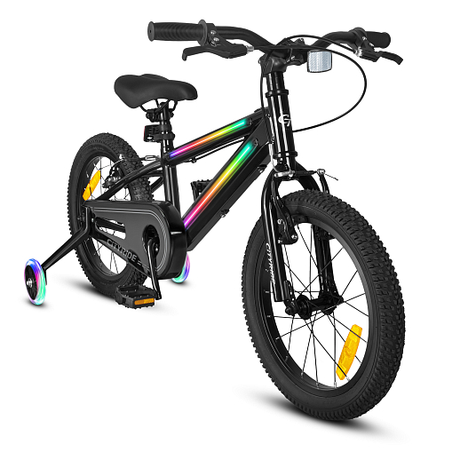 Велосипед двухколесный CITYRIDE, модель CR-B2-10FU, рама сталь, колеса алюминий 16", v-brake тормоза, встроенная в раму подсветка, балансирные колёса, цвет чёрный в Джамбо Тойз