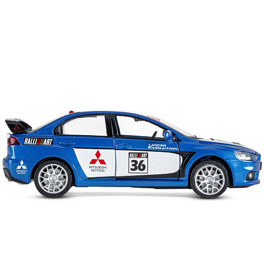 ТМ "Автопанорама" Машинка металлическая 1:32  Mitsubishi Lancer Evolution, синий, откр. двери, капот и  багажник, свет, звук, инерция, в/к 17,5*13,5*9 см в Джамбо Тойз #7