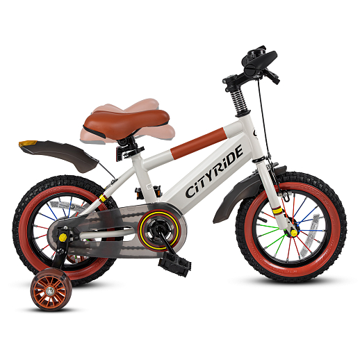 Велосипед двухколёсный CITYRIDE, модель CR-B2-07F52, колеса 12", рама сталь, колеса сталь, балансирные колеса со светом, маячок в заднем крыле, цвет белый в Джамбо Тойз #4