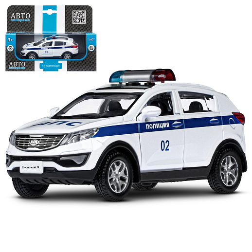 ТМ "Автопанорама" Машинка металлическая 1:39 KIA SPORTAGE R, Полиция, откр. двери, инерция, в/к 17,5*12,5*6,5 см в Джамбо Тойз
