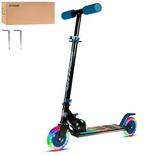 2хкол. самокат CITYRIDE HW 120, ал. 50/50% , t-bar алюм, дека сталь, грипсы 95мм TPR, колеса PVC со светом  120/120 мм в Джамбо Тойз