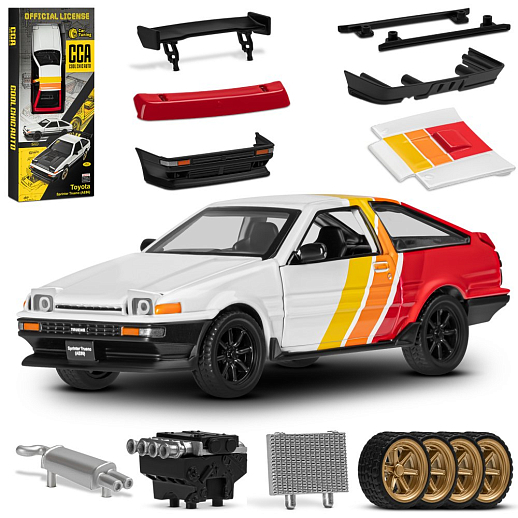 Машинка металлическая 1:37 Toyota Sprinter Trueno (AE86), белый, тюнинг, откр. двери, свободный ход колес, в/к 23,5*10*4 см в Джамбо Тойз