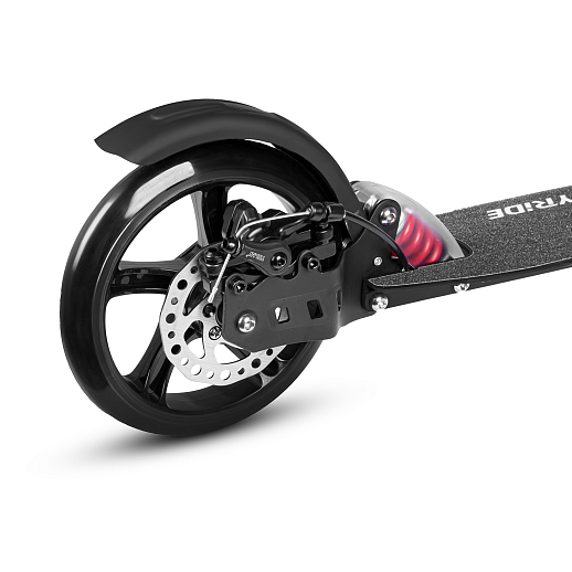 2хкол. самокат CITYRIDE 200MM disk, ал. 100%. Аморт. передний/задний. Колеса PU 200/200 мм. Подшипники: Abec-9. Грипсы: резина. Хомуты анод., замок на руле. Ручной дисковый задний тормоз. Черный в Джамбо Тойз #10