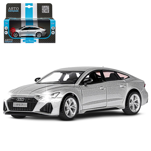 ТМ "Автопанорама" Машинка металл.1:35 Audi RS7 Sportback, серый, откр. двери и капот, свет, звук, инерция в/к 18*9*13,5 см в Джамбо Тойз