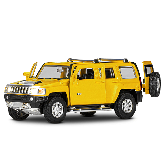 ТМ "Автопанорама" Машинка металлическая 1:32 Hummer H3, желтый, свет, звук, откр. двери и багажник, инерция, в/к 18*13,5*9 см в Джамбо Тойз #7