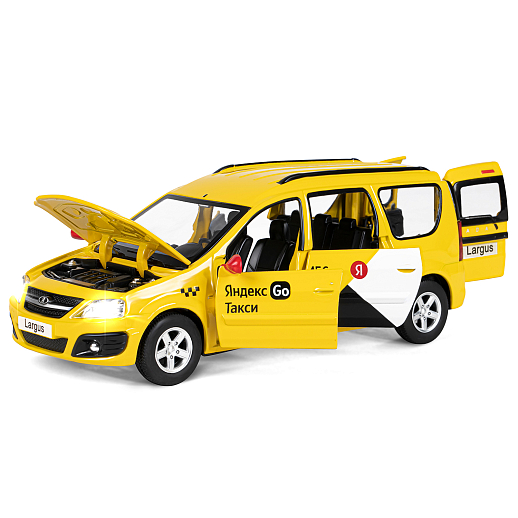 Машинка металлическая Яндекс Go, инерционная, коллекционная модель LADA LARGUS, масштаб 1:24, цвет желтый, открываются 4 двери, капот, багажник, свет, звук, в/к 24,5*12,5*10,5 см в Джамбо Тойз #5