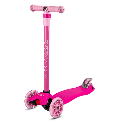 Самокат трехколесный CityRide, пакет, Дека: PP+нейлон, колеса PU 120/76 свет, руль  металл телеск., цвет розовый в Джамбо Тойз