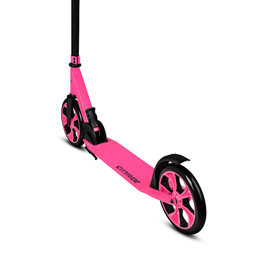 Двухколесный самокат CITYRIDE 200, ал. 50/50%, t-bar сталь, грипсы 135мм TPR, колеса PU 200/200, 86A, подножка, abec 9, розовый в Джамбо Тойз #5