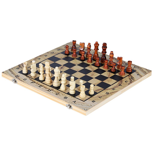 Настольная игра "3в1 - Шахматы, шашки, нарды", дерево, размер доски 39х39 см, в/к 39.7х20.3х4.5 см в Джамбо Тойз #6
