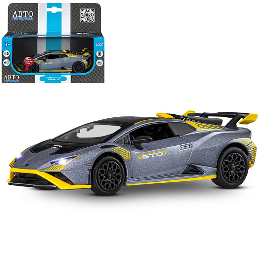 ТМ "Автопанорама" Машинка металлическая, 1:32 Lamborghini STO, серый глянец, откр. двери и багажник, свет, звук, инерция, в/к 17,5*12,5*6,5 см в Джамбо Тойз