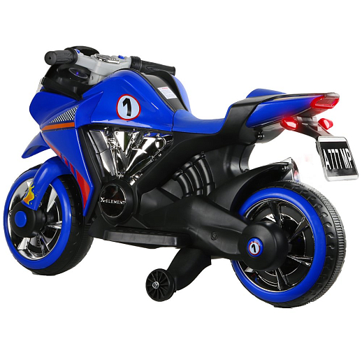 Электромотоцикл детский двухколесный на аккумуляторе с функцией водяного пара, 1 двигатель, USB, MP3, колеса пластик,  свет LED. Цвет синий в Джамбо Тойз #3