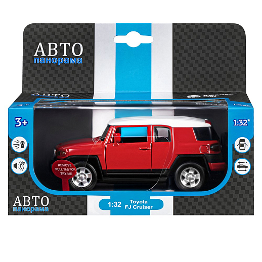 ТМ "Автопанорама" Машинка металлическая  1:32 Toyota FJ Cruiser, красный, свет, звук, откр. двери, инерция, в/к 17,5*13,5*9 см в Джамбо Тойз #20
