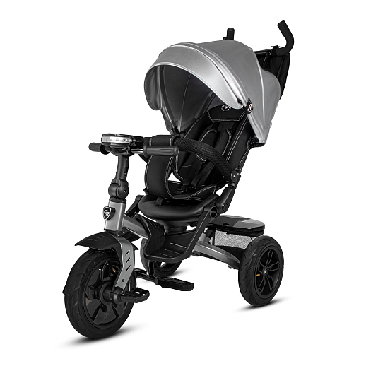 Детский трехколесный велосипед с ручкой CITY-RIDE LUNAR. Поворотное сиденье 360, складная крыша D600, подножки, надувные колеса 12/10, фара в Джамбо Тойз