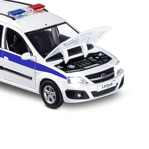 Машинка металлическая Автопанорама, инерционная, коллекционная модель LADA LARGUS, масштаб 1:24, "Полиция", свет, звук, открываются 4 двери, капот, багажник, белый, в/к 24,5*12,5*10,5 см в Джамбо Тойз #17