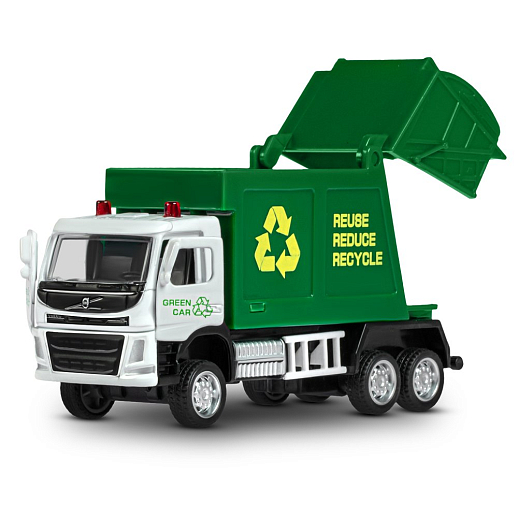 ТМ "Автопанорама" Машинка металлическая 1:72 VOLVO FM мусоровоз, белый, откр. двери, инерция, в/к 16*7,5*5 см в Джамбо Тойз #4