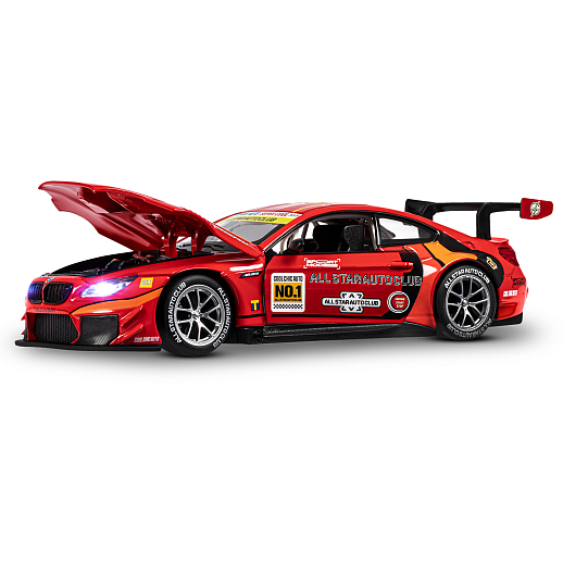 ТМ "Автопанорама" Машинка металлическая, 1:24 BMW M6 GT3, красный, откр. двери и капот, свет, звук, свободный ход колес, в/к 24,5х12,5х10,5 см в Джамбо Тойз #9