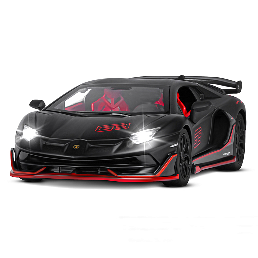 ТМ "Автопанорама" Машинка металлическая, 1:24,  Lamborghini SVJ, черный, открываются двери и багажник, свободный ход колес, световые и звуковые эффекты, в/к 24,5х12,5х10,5 см в Джамбо Тойз #5