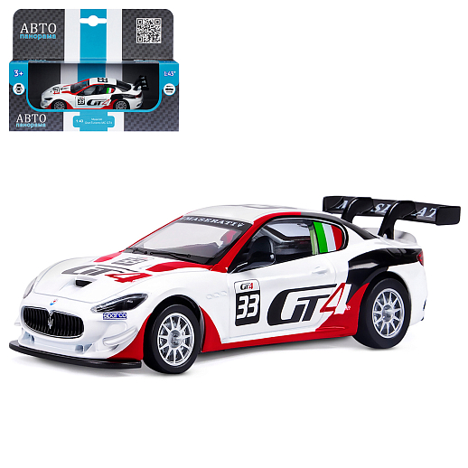 ТМ "Автопанорама" Машинка металлическая 1:43 Maserati Gran Turismo MC GT4, белый, откр. двери, в/к 17,5*12,5*6,5 см в Джамбо Тойз