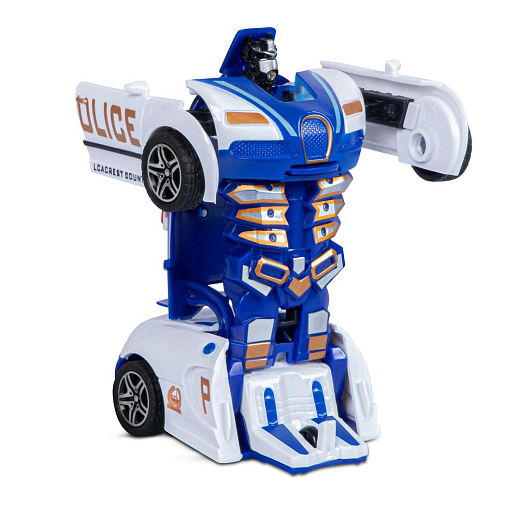 Машинка 13см полиция фрикционная, одной кнопкой трансформируется в робота, бело-синяя, в/к 13,5*6,5*5,5 см в Джамбо Тойз #3